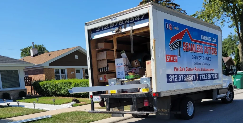 Seamless Gutter Delivery truck ready for same-day delivery
